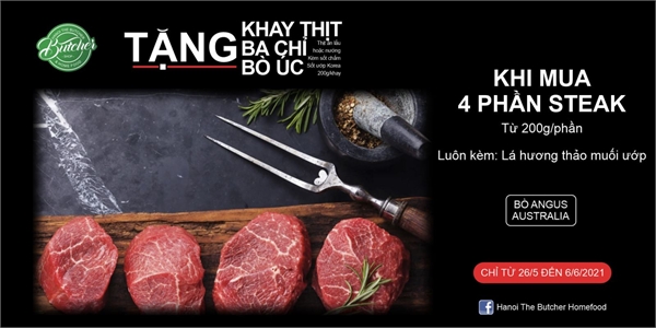 Mua 4 steak tặng 1 ba chỉ