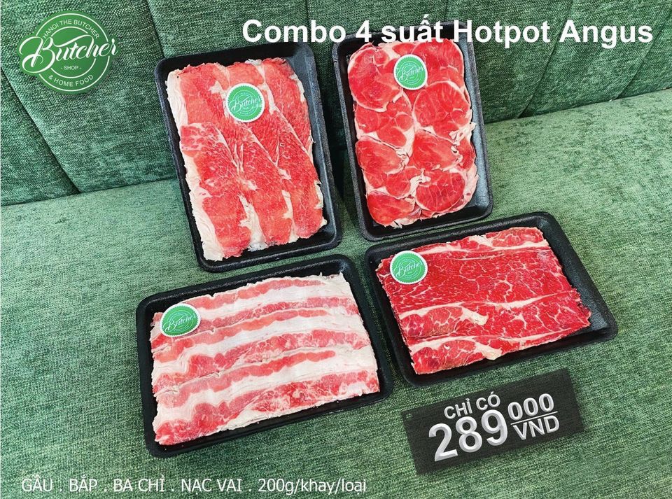 Combo 4 khay Hotpot Angus