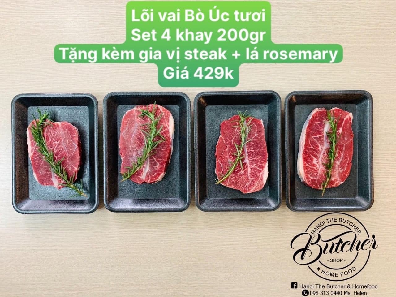 Set 4 Oyster Blade Steaks - Set 4 lõi vai